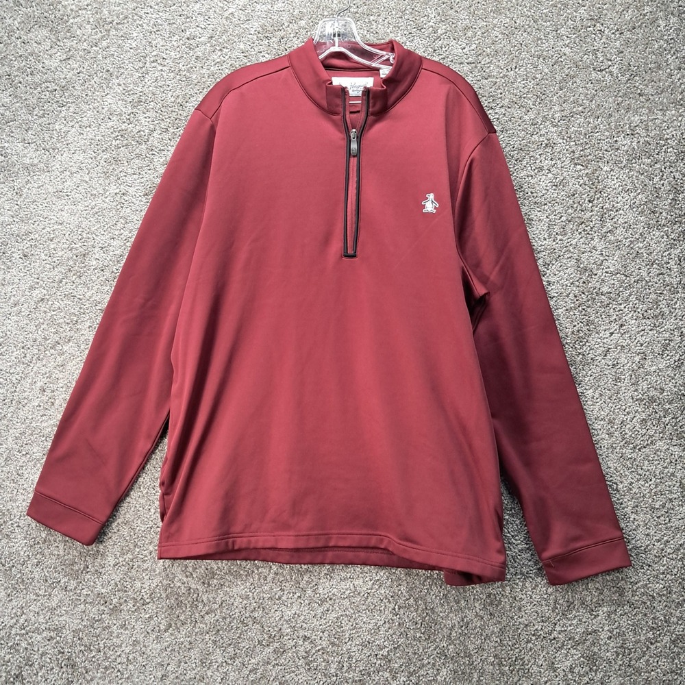 Original Penguin Mens XL Burgundy Quarter Zip Pullover Performance Sweatshirt‎